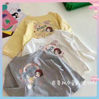 2022 spring and autumn girls cotton new T-base shirt cute snow white printed Korean style comfortable loose top