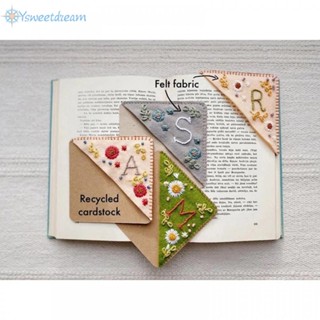 【SWTDRM】Personalized Hand Embroidered Corner Bookmark Cute Flower Letter Felt Bookmarks high quality-【Sweetdream】