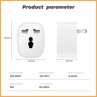 Tuya WiFi Universal Smart Plug 16A 2ขา ปลั๊กไฟอัจฉริยะ วัดไฟได้ ปลั๊กไฟ สั่งงานผ่านมือถือ