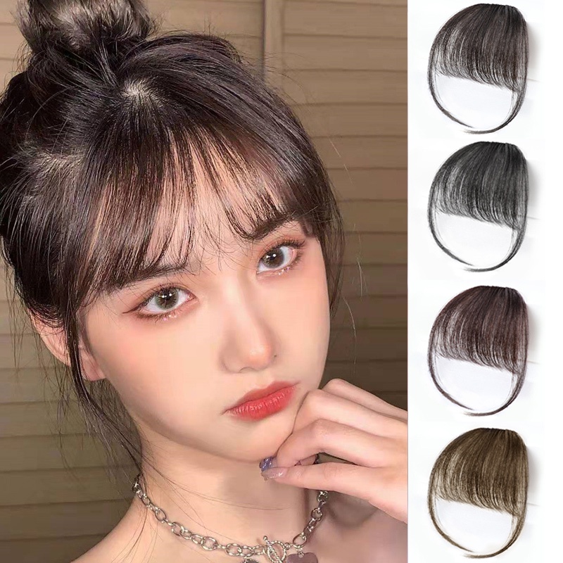 กิ๊บติดผมหน้าม้าปลอม 3 มิติ ไร้รอยต่อ พร้อมผ้าคลุมผมไฟเบอร์ อุณหภูมิสูง หลากสี สําหรับผู้หญิง