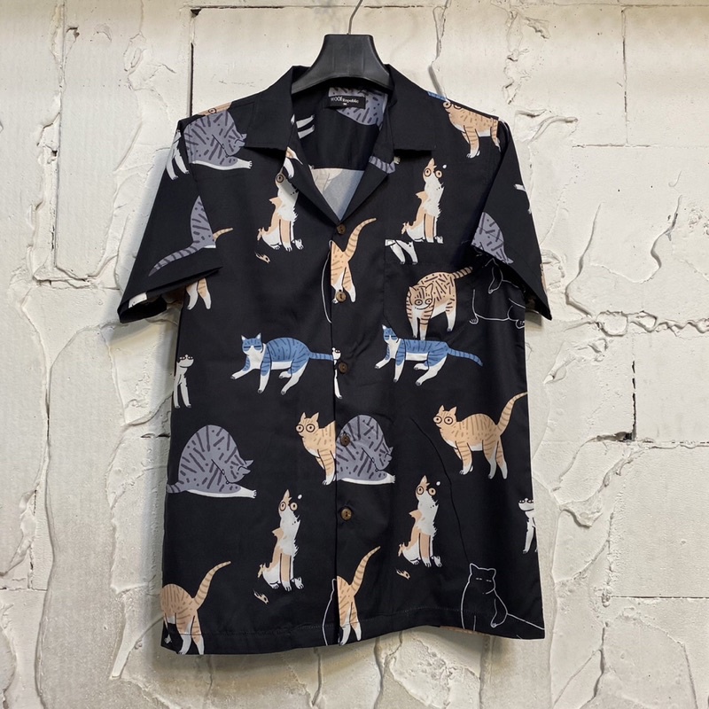 เสื้อฮาวายลายแมว cat hawaii ไซส์ m l xl 2xl 3xl 4xl ผ้าไหมซาตินอิตาลี่💯% ผ้านิ่มสวมใส่สบายไม่ร้อน ใส่ได้ทั้งชายและหญิง