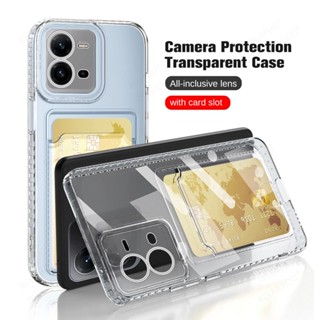 Clear Casing For Vivo V25 V25e V23 Y02S Y22 Y22S Y35 Y16 Y77 S12 5G 4G Card Slot Full Lens Camera Protect Phone Case TPU Shockproof Bumer Soft Case Back Cover Casing