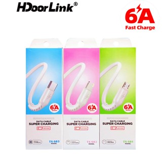 Hdoorlink 6A สายชาร์จเร็ว สายข้อมูล USB Type-C สายชาร์จเร็ว สําหรับ i-Phone Android