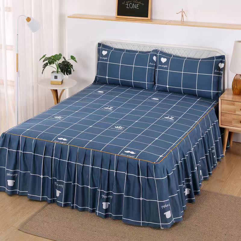 3 in 1 Single/Double/King/Queen Size Bed Skirt Bedsheets Shopee Thailand