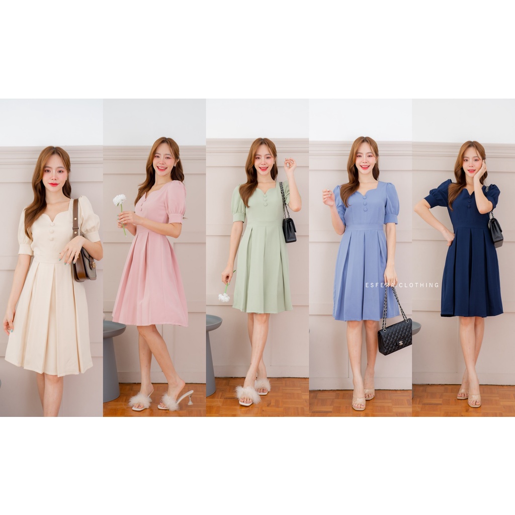 ⚡️สั่งทางLive&vdoลด100🔥DR66-2 Pleaty Buttom Dress เดรสทำงาน