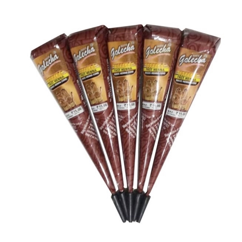 Golecha Mehendi Henna body paint instant colour tattoo กรวยสักสีน้ําตาลเข้ม temporary body paint tattoo