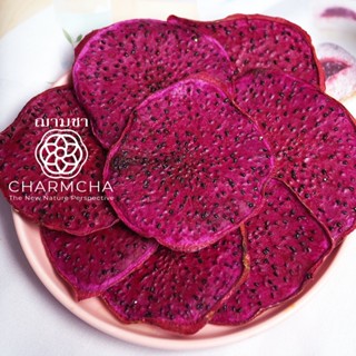 แก้วมังกร (Red Dragon Fruit) ชาผลไม้ ใช้ตกแต่งเครื่องดื่มอาหารได้ ฌามชา แก้วมังกรสไลด์ แก้วมังกรอบแห้ง ตกแต่ง Charmcha