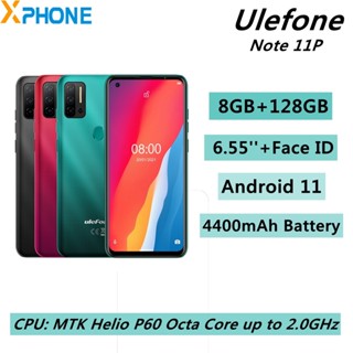 Ulefone Note 11P 8GB 128GB 6.55 inch Android 11 Face ID Fingerprint ID Quad Back Cameras 4400mAh Battery Support 4G Dual SIM OTG