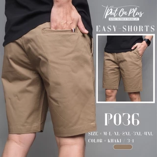 ⚡GW⚡P036 กางเกงขาสั้น ผู้ชาย เอวยืด ผ้ายืด คอตต้อน สีพื้น ยาว 17-21.5 นิ้ว ไซส์ 28-42 Goodwin Brand