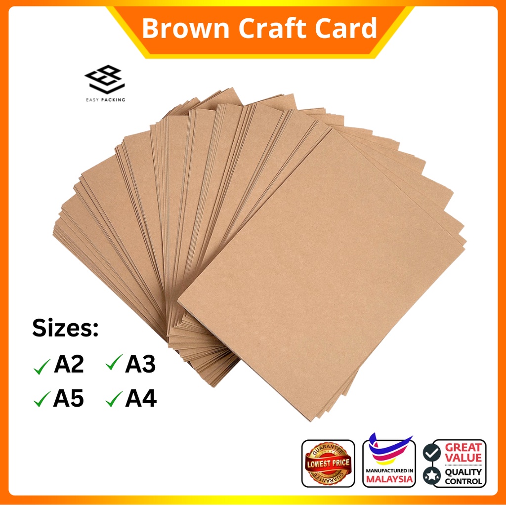 (10 ชิ้น) กระดาษ KRAFT A2/ A3/ A4/ A5 270g 370g/450g การ์ดบอร์ดกล่องสีน้ําตาลธรรมชาติ COLOUR DIY HANDMADE