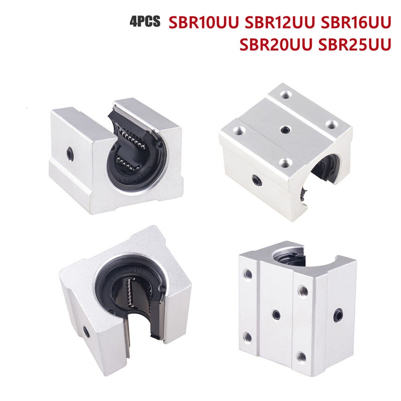 4pcs SBR10UU SBR12UU SBR16UU SBR20UU Linear Ball Bearing Block of Linear Slider สําหรับ CNC Router S
