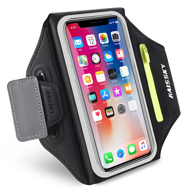 HAISSKY อัพเกรดใหม่ Stereoscopic วิ่งกีฬา Armband กระเป๋าสําหรับ iPhone 17 16 15 14 13 12 11 Pro Max 14 Plus XR กระเป๋าซิปแขนสําหรับปุ่มหูฟัง