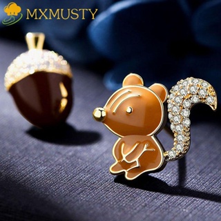 MXMUSTY For Woman Stud  Earrings Cartoon Fashion  Accessories Jewelry Design Christmas Gifts Wild Asymmetry Animal Lovely Squirrel/Multicolor