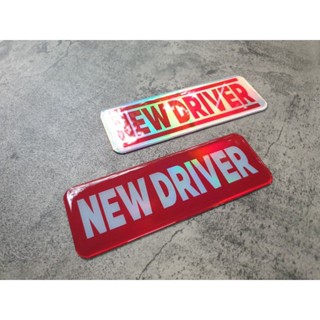 แผ่นแม่เหล็กติดท้ายรถ ลาย Newdriver Red&amp;White Normal and Metal style