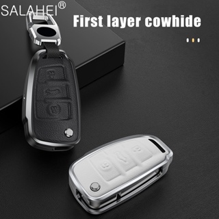 Aluminum Alloy Leather Car Key Fob Case Cover Protection Shell For Audi C6 R8 A1 A3 Q3 A4 A5 Q5 A6 S6 A7 B6 B7 B8 8P 8V