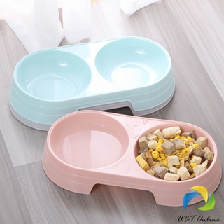 UBT ชามข้าวแมว ชามข้าวหมา  แบบ 2 หลุม 2 Size ชามใส่น้ำ และอาหาร Pet bowl