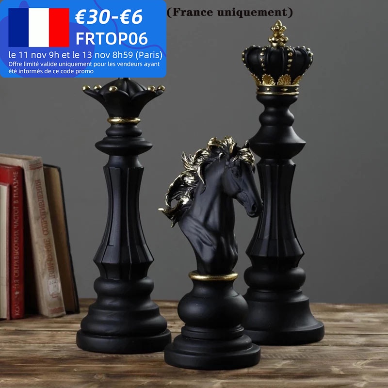 1Pcs Resin Chess Pieces Board Games Accessories International Chess Figurines Retro Home Decor Simple Modern Chessmen Or