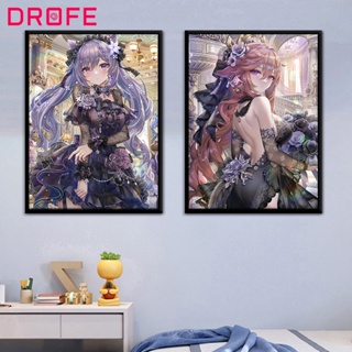 Drofe ภาพวาดสีน้ํามัน รูปเกม Genshin Impact ไม่มีกรอบ ขนาด 40*50 ซม. สําหรับตกแต่งบ้าน DIY