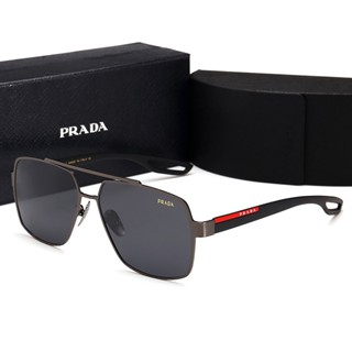 Prada แว่นตากันแดด กรอบสีทอง ไล่โทนสี หรูหรา ไม่มีขอบ UV400