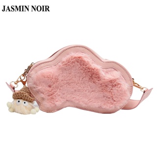 Jasmin NOIR กระเป๋าสะพายข้าง ขนเฟอร์ ลายก้อนเมฆ เรียบง่าย สําหรับผู้หญิง