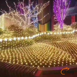 Glanxuan ไฟ LED ม่านตาข่ายไฟตกแต่งงานปาร์ตี้ ตกแต่งสวนดอกไม้และต้นไม้ คริสต์มาส LED fishing net lights