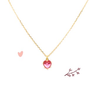 Fyne Fories Hearting Necklace ♡ สร้อยคอสีทองห้อยจี้หัวใจสีแดง สีชมพู ♡ fynefories