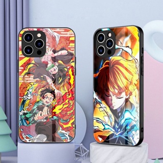 เคสโทรศัพท์มือถือกระจกนิรภัย ลาย Demon Slayer Agatsuma Zenitsu สําหรับ iPhone 14 13 12 11 Pro max mini 7plus 8plus 7 8 6 6s plus x xs xr xsmax