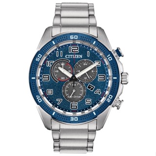 นาฬิกา CITIZEN AT2440-51L ECO DRIVE CHRONOGRAPH  NAVY DIAL STAINLESS STEEL WATCH 45 MM