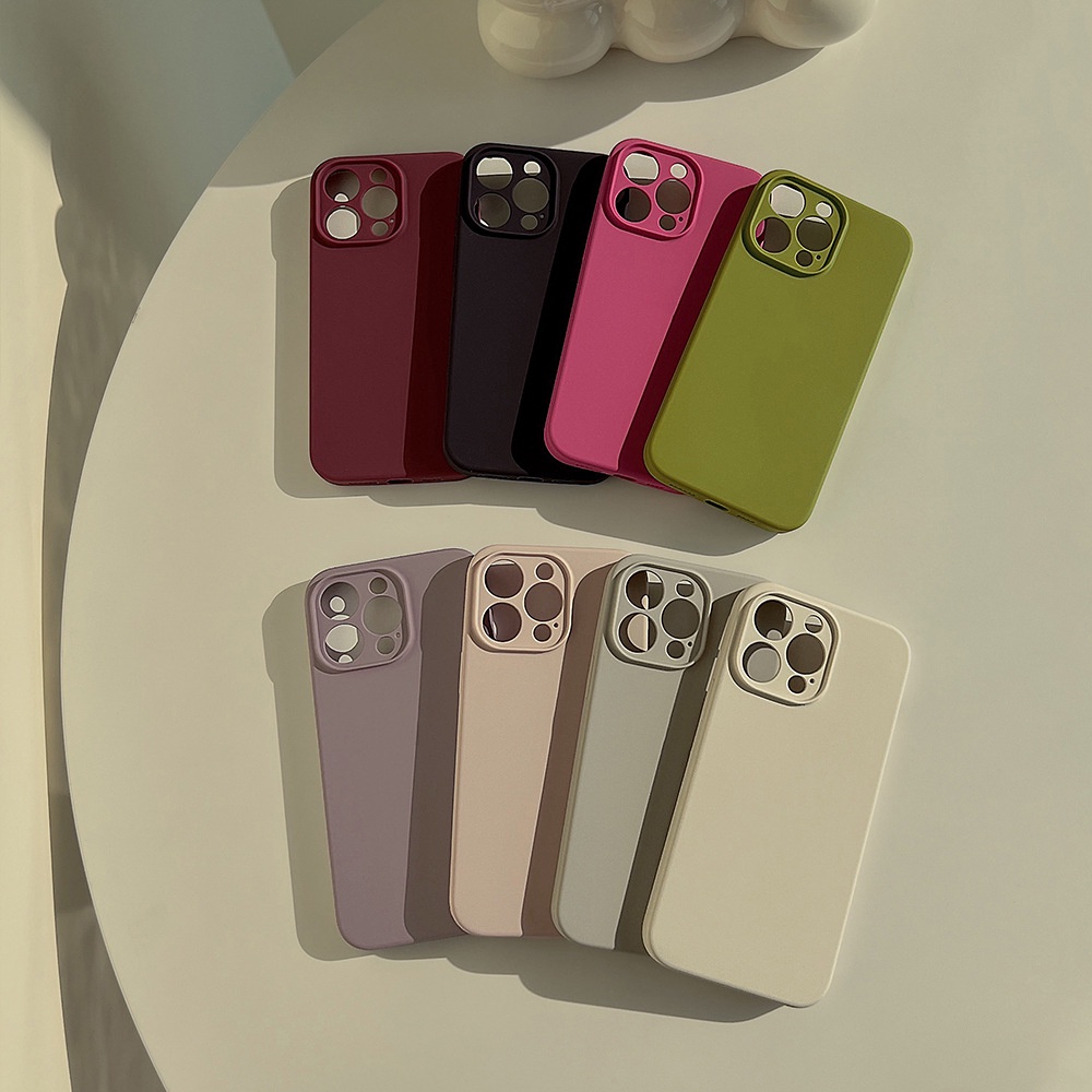 เคสโทรศัพท์มือถือ ซิลิโคนนิ่ม ป้องกันกระแทก เกรดทหาร สีพื้น สําหรับ IPhone 13 13pro 13mini 14 14pro 14max 12 11 Pro Max IX XR SE2 Plus c2
