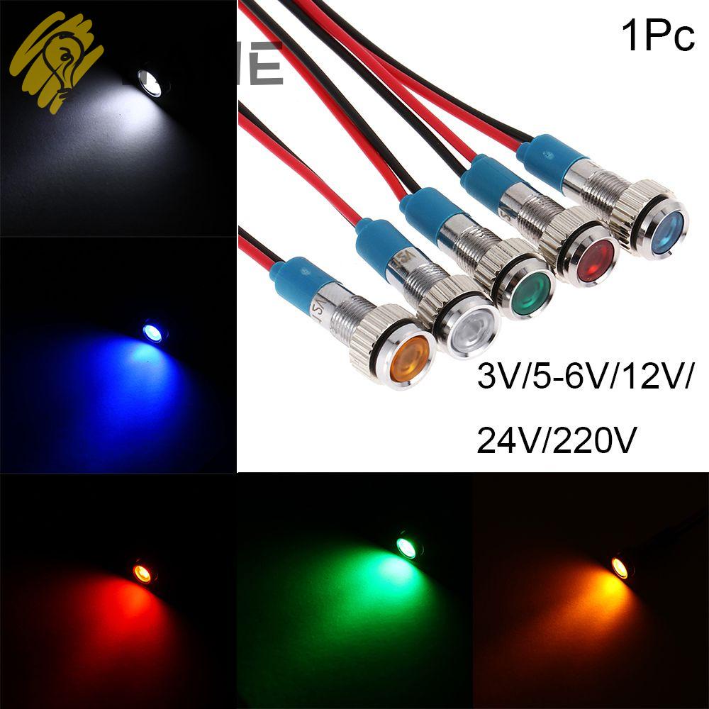 JANE 1Pc Dashboard Signal Lamp Pilot Directional  6mm LED Metal Indicator Light Waterproof Red Yello