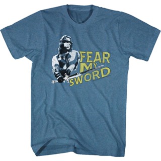 เสื้อยืดพิมพ์ลาย Fear My Sword Conan T-Shirt เสื้อคู่รัก เสื้อยืดสีพื้น เสื้อยืดสีพื้น