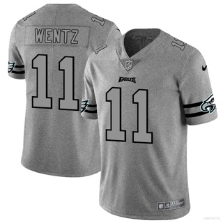 Sy3 NFL Philadelphia Eagles Wentz Jersey เสื้อยืด สีเทา พลัสไซซ์ สําหรับเล่นกีฬา YS3