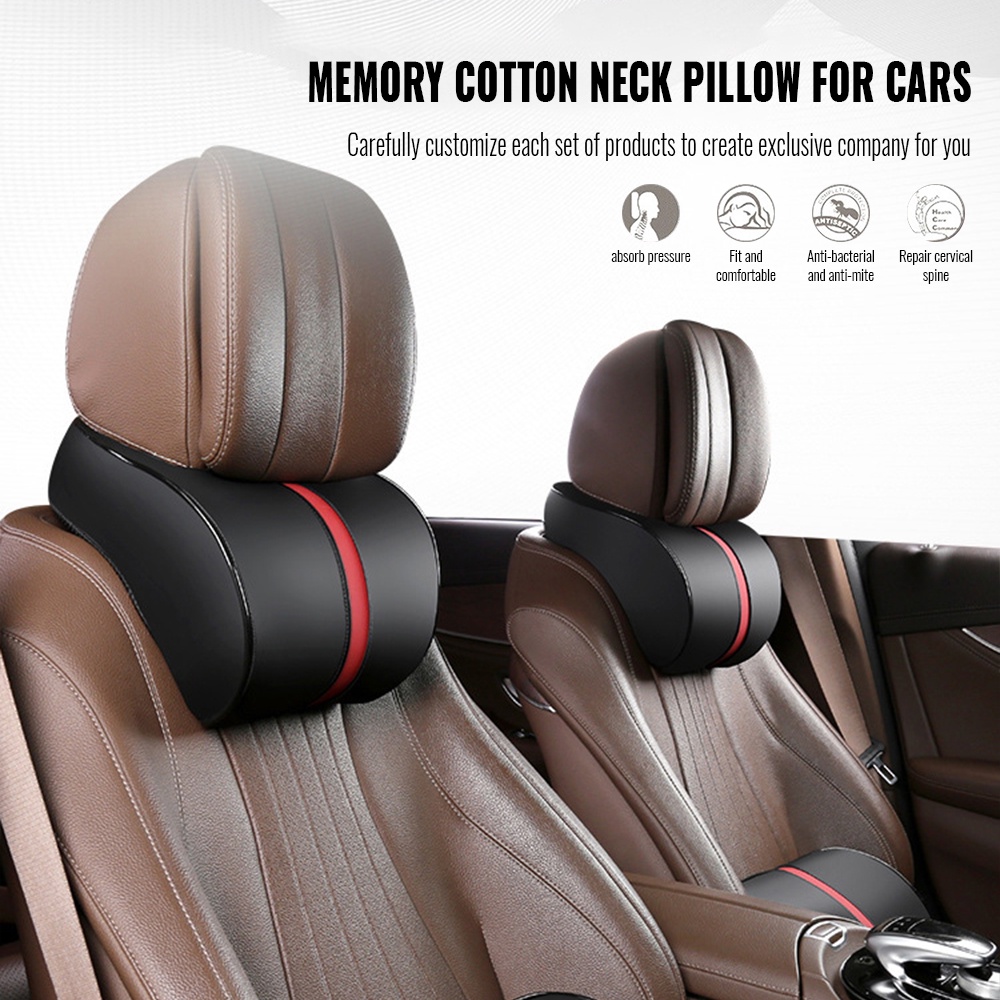 หน่วยความจําที่นั่งหมอนรถ Auto Rest เบาะคอคุณภาพสูง 3 สีโฟม PU หนัง Rest Pad Headrest คอ Rest