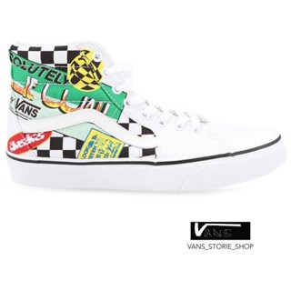 VANS SK8 HI COLLAGE TRUE WHITE PRINT SNEAKERS สินค้ามีประกันแท้