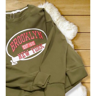 เสื้อกันหนาว ทรง OVERSIZE  (มือ 1) สกรีนลาย BROOKLYN 1631 NEW YORK