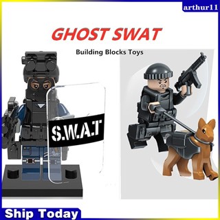 ของเล่นบล็อกตัวต่อเลโก้ รูปตํารวจตํารวจ Ghost SWAT ขนาดเล็ก สําหรับเด็กผู้ชาย