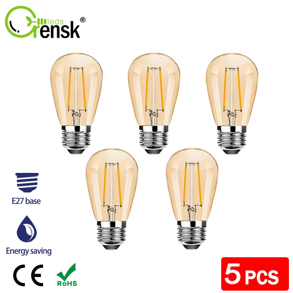 E27 หลอดไฟเอดิสัน LED 1W 2W S14 พลาสติก LED 2700K สีขาวอบอุ่น ประหยัดพลังงาน 90% สําหรับตกแต่งบ้าน