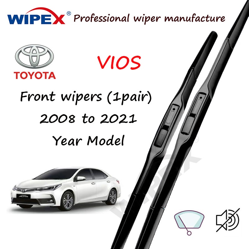 (Wipex Quality) ใบปัดน้ําฝน Toyota Vios 14+24 ชุด/คู่ ปี 2008 ถึง 2021 รุ่น VIO Car Front Window Wipers (แบบไฮบริด 2 ชิ้น)

<p>“><center></p>
<h4></h4>
<p><p><font color=