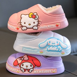 Ellen Sanrio Hello Kitty mymelody Cinnamon รองเท้า ผ้าฝ้าย กันลื่น เหมาะกับฤดูใบไม้ร่วง และฤดูหนาว สําหรับเด็ก