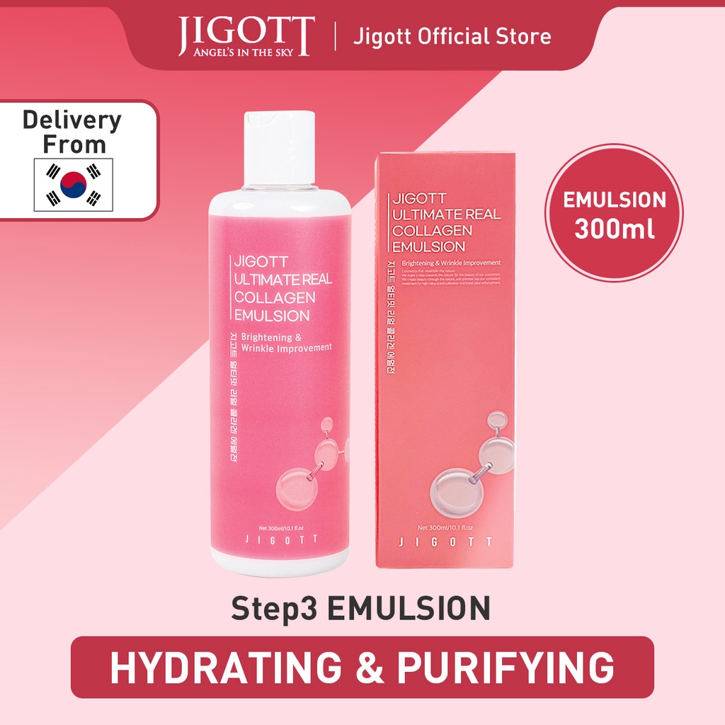 [KOREA] Jigott Ultimate Real Collagen อิมัลชั่นบํารุงผิวหน้า ให้ความชุ่มชื้น และบริสุทธิ์ ขนาด 300 ม