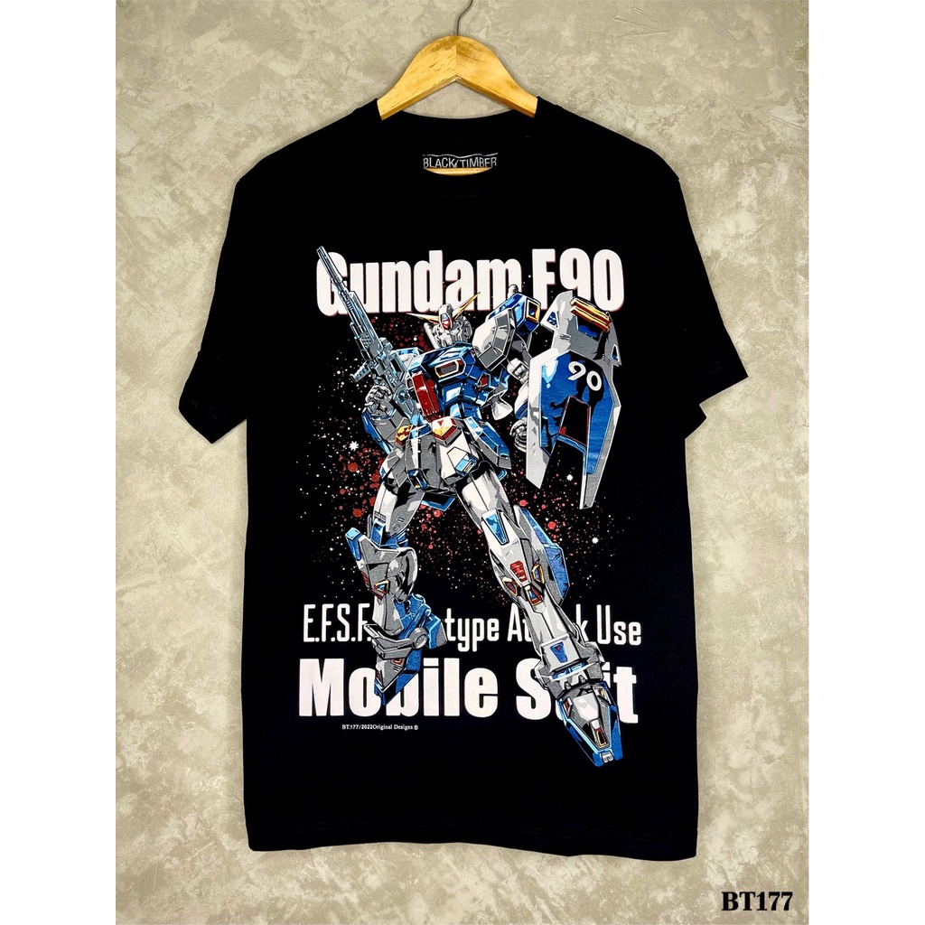 Gundamเสื้อยืดสีดำสกรีนลายBT177