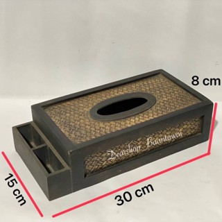 กล่องใส่กระดาษทิชชู กล่องทิชชู มีช่องเสียบไม้จิ้มฟัน (แบบใส่ทิชชูยาวแบน)