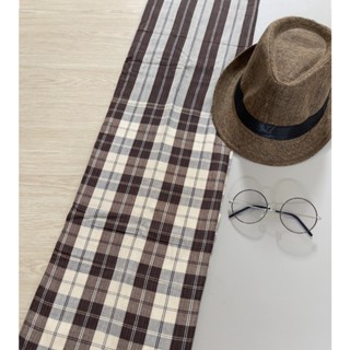 ผ้าขาวม้าผ้าฝ้าย100% ผ้าหมักโคลน สีเทา-ดำ 1 ผืน ขนาด 100x200 ซม.