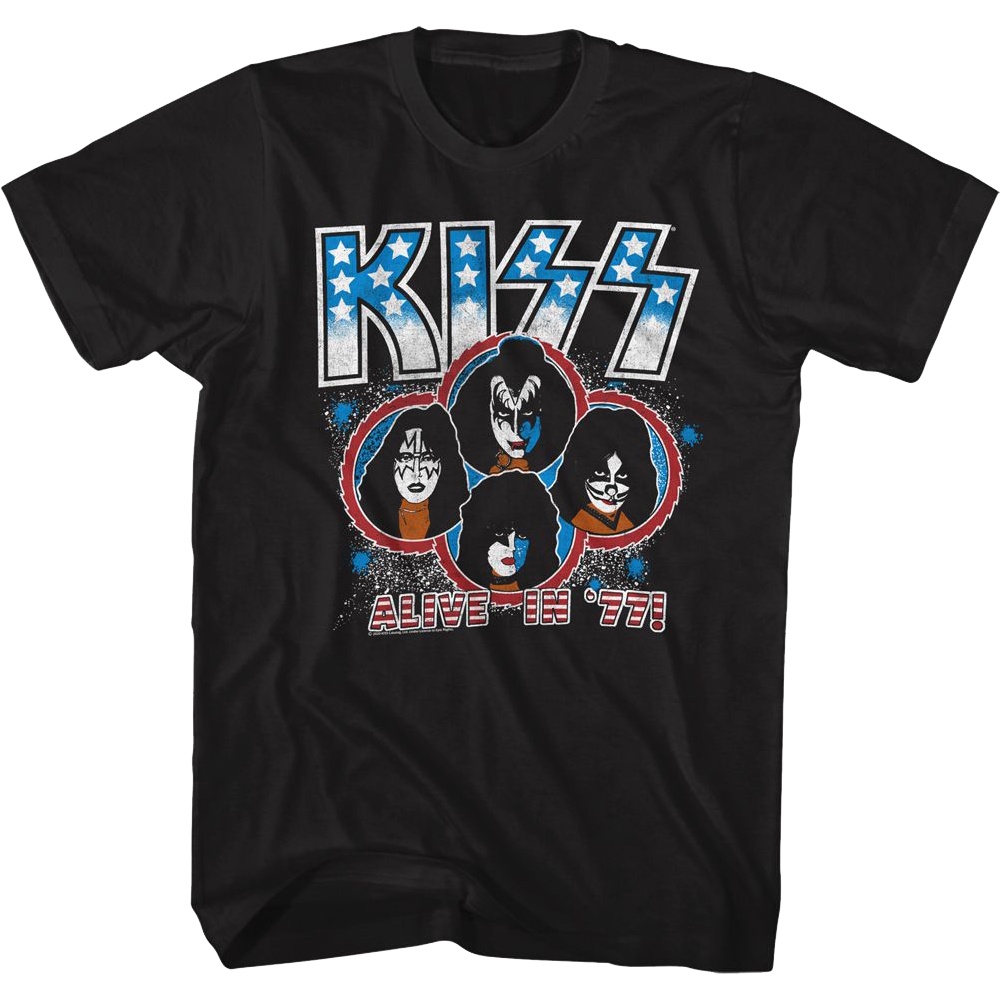 Alive In '77 KISS T-Shirt เสื้อครอปสายฝอ เสื้อยืดสวยๆ เสื้อยีด