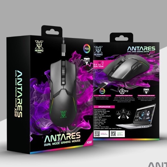 ⚡️เมาส์เกมมิ่งไร้สาย⚡️ NUBWO X58 ANTARES Wireless Dual Mode Gaming Mouse มีไฟ RGB ปรับ DPI ได้