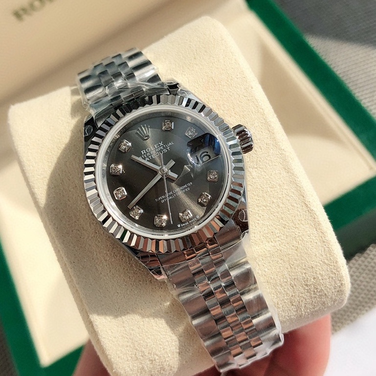 พรี​ ราคา12500 Rolex DateJust นาฬิกา​ผู้หญิง​ สาย​ส​แตนเลส​ นาฬิกาแบรนด์เนม size​28mm