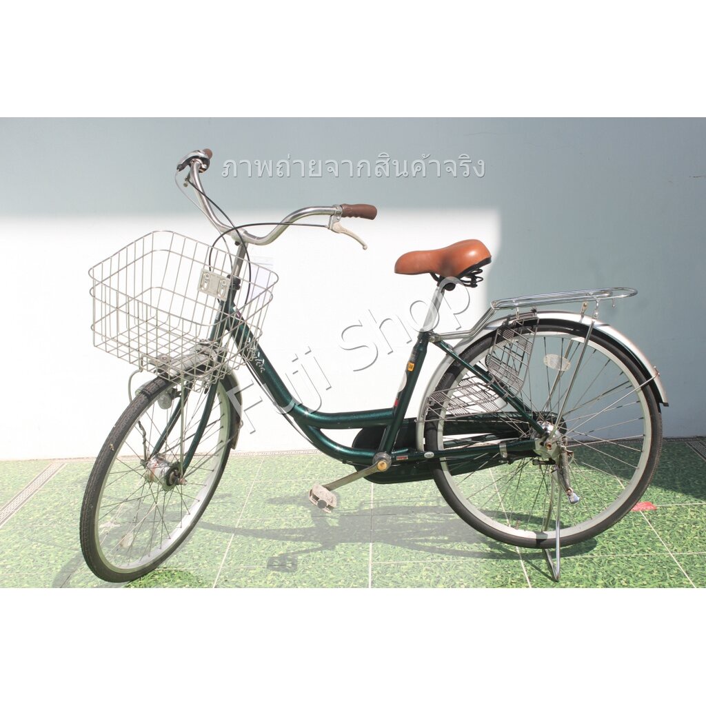 จักรยานแม่บ้านญี่ปุ่น - ล้อ 24 นิ้ว - มีเกียร์ - อลูมิเนียม - สีเขียว [จักรยานมือสอง]