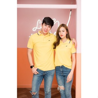 เสื้อโปโลบลูตัส Bulltus Brand สีเหลืองอ่อน รุ่นปกสามสี (3tone)