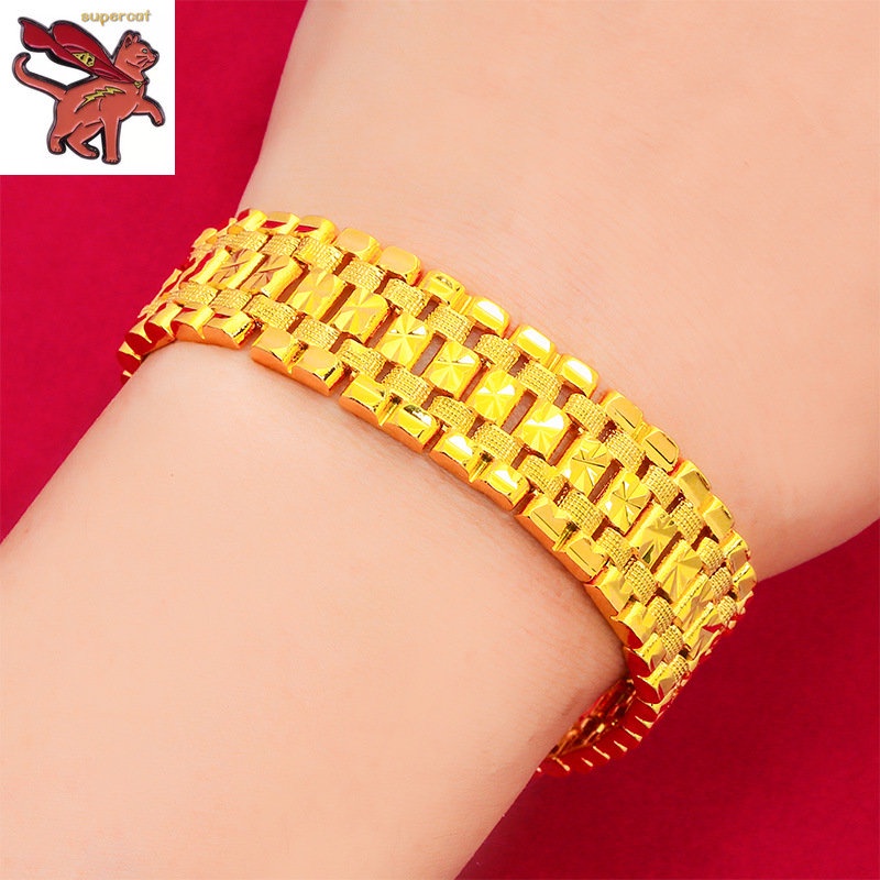 18k Saudi gold Pawnable euro creative domineering บุคลิกภาพสร้อยข้อมือผู้ชาย