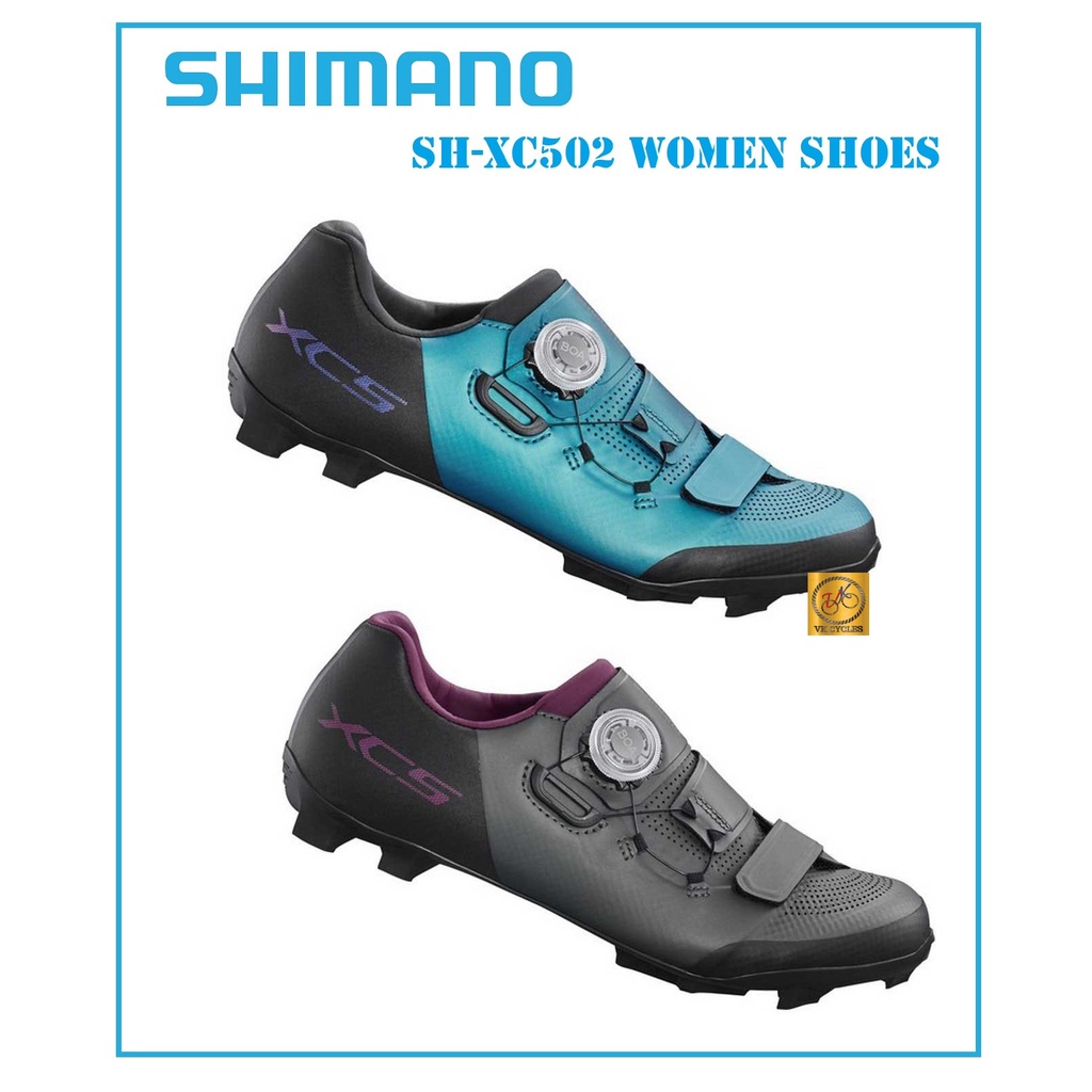 - SHIMANO SH-XC502 ผู้หญิง XC502 XC5 MTB รองเท้าปั่นจักรยาน SEA GREEN GREY รองเท้า Shimano